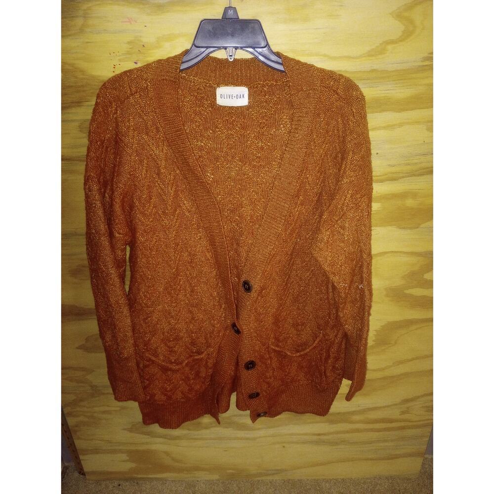 Women's Olive and Oak Rust Button Up Cardigan XL  Cable‎ Knit Sweater